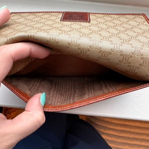 Authentic Celine Brown/Beige Macadam Gamaguchi PVC Leather Wallet - Picture 6 of 15